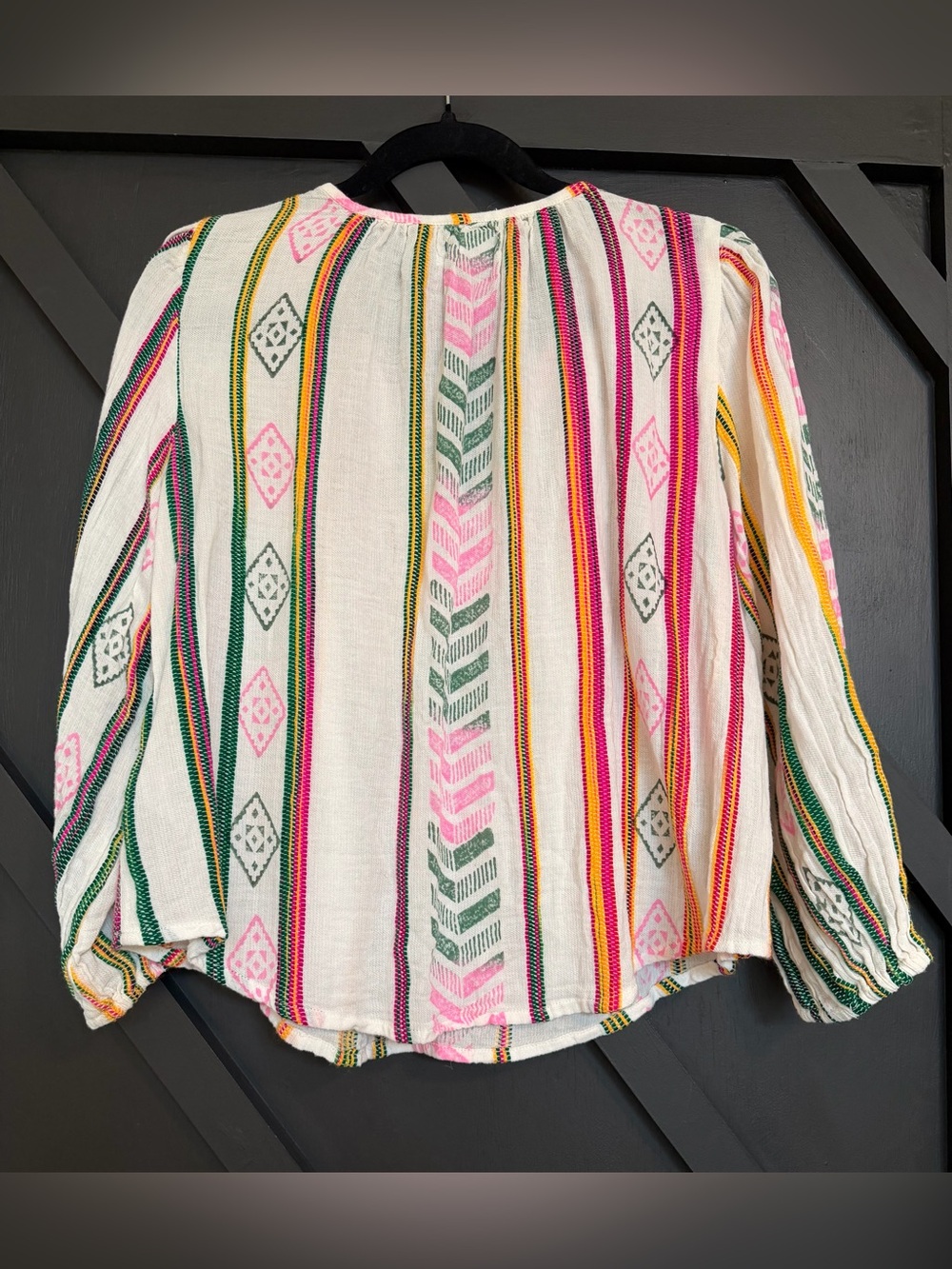Velvet by Graham & Spencer Beth Striped/Tribal Pattern Jacquard Blouse, Size XS - Picture 9 of 12